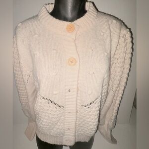 Cider Cream Textured Knit Button-Up Cardigan